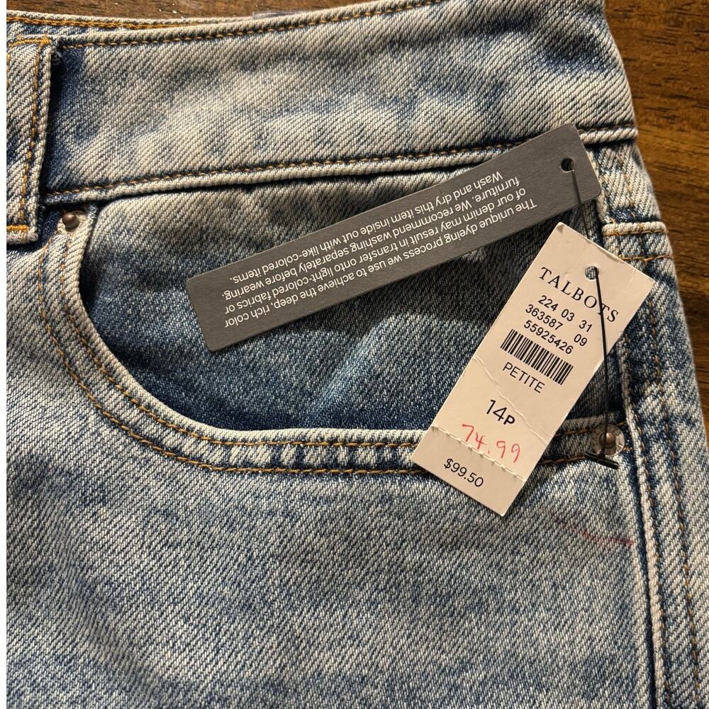 Talbots Women's 14 Petite 36 x 25 Jeans Ankle Straight High Rise Blue Denim - Picture 3 of 11